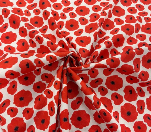 POPPIES Military Cotton Fabric Red Poppy Remembrance Floral Patchwork Materials - Picture 44 of 47