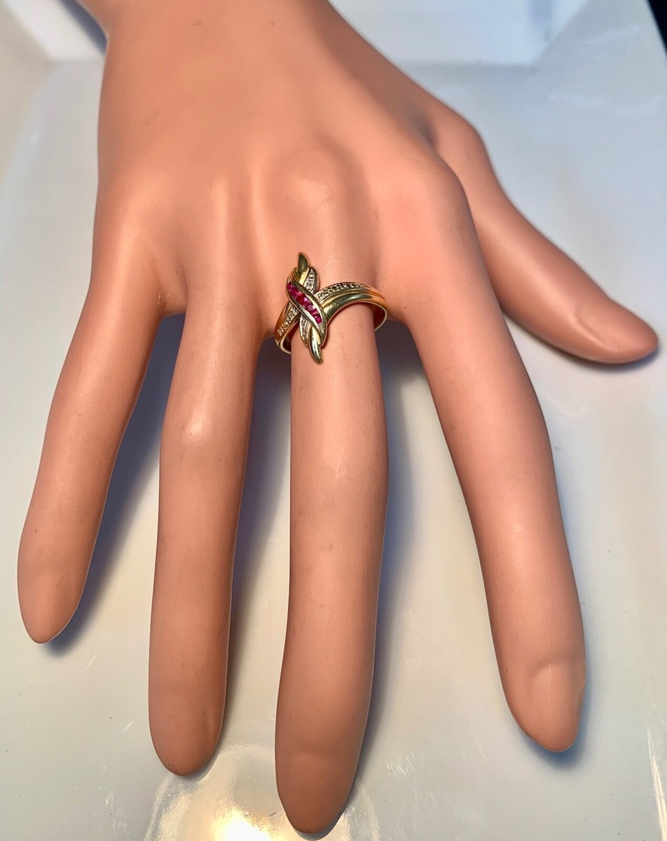 Bague En Or 18 Carats Avec Rubis Et Diamants - Taille 51 - Occasion Magnifique