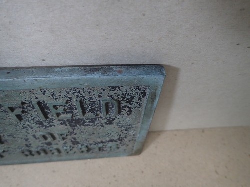 Antique Heavy Bronze Building Architectural Plaque ROBERTS FIELD H.E. "Bob" 12x6 - Picture 5 of 12