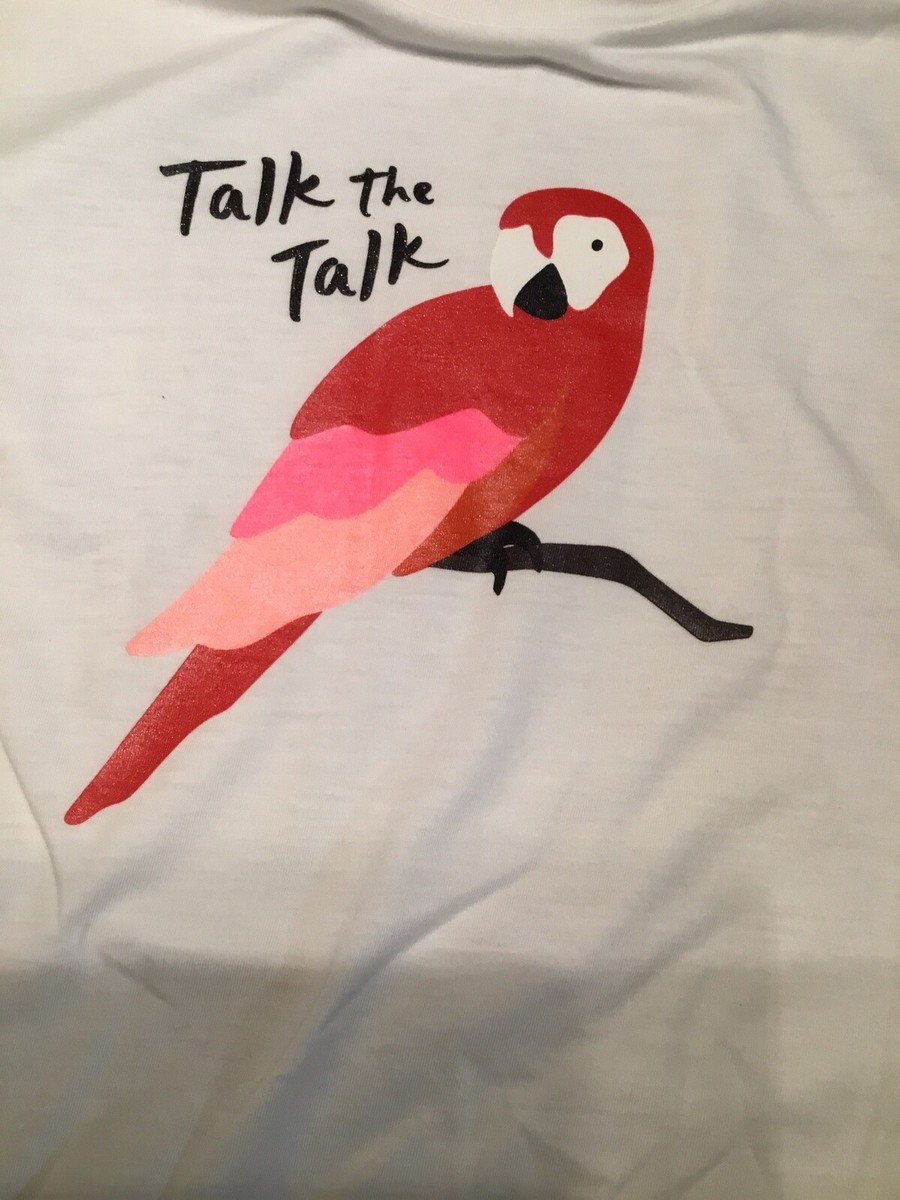 KATE SPADE Broome Street Talk The Talk Parrot White T-Shirt Size Large NWT  RARE