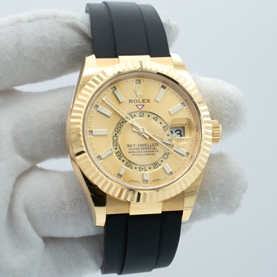 Rolex Sky-Dweller 42mm 326238 Yellow Gold Oyster Flex Champagne Dial 2023 B&P