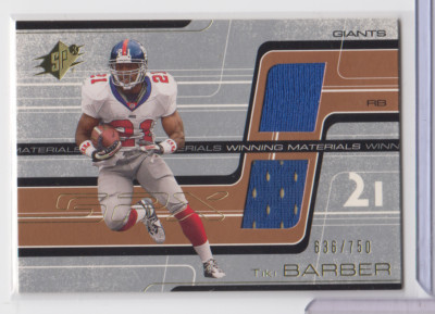 Top tramps 2003 ワールドフットボールスターズ Tiki Barber Giants 2001 Upper Deck SPX Patch 636/750 #WM-TB