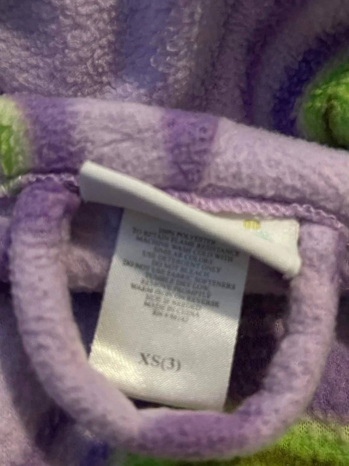 Bata púrpura con corbata de ranas verdes Capelli niños niñas talla Xs/3 Foto 4 de 4