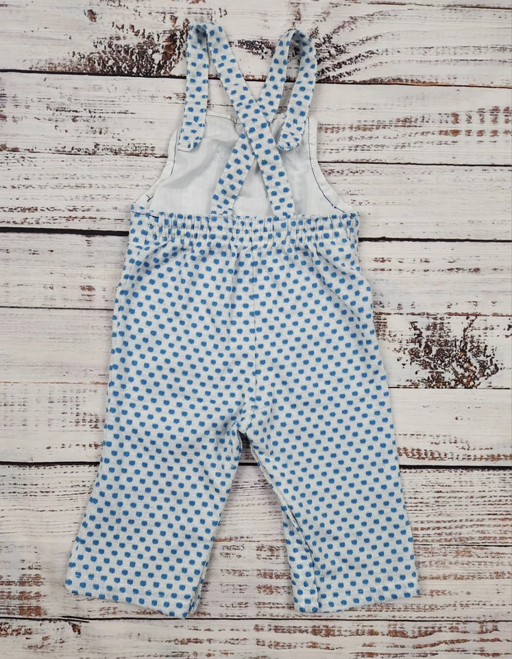 Vintage Wonderalls 12M Blue Dot Puppy Balloon Overalls 12 Months – Made in USA - Image 4 of 4