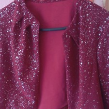 Damen Blazer M bordeauxrot/silber gesprenkelt...