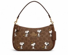 Coach x Peanuts Snoopy Print Brown Shoulder B...