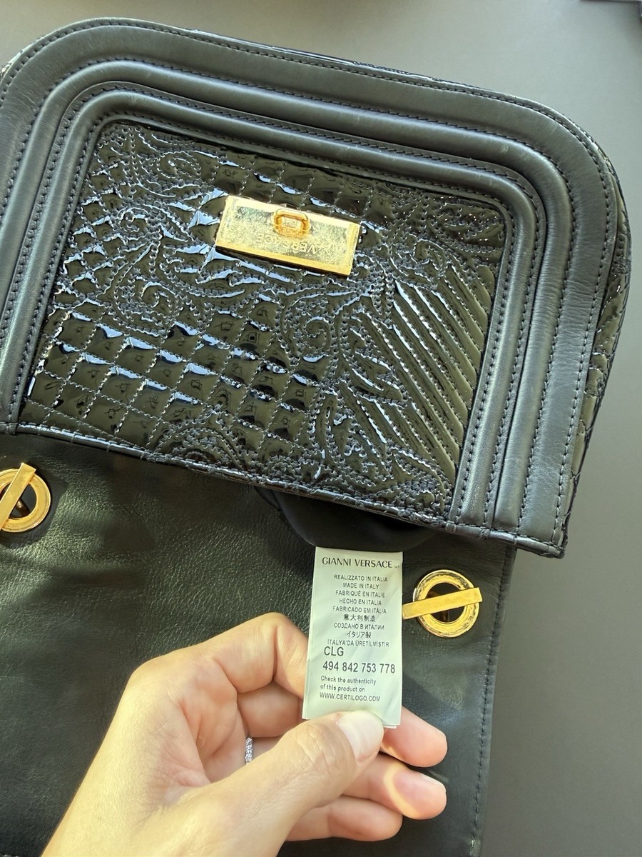 Authentic Gianni Versace Vanitas Black Barocco Quilted Medusa