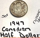 1947 Canada Canadian 50 Cents Silver Half Dollar Coin