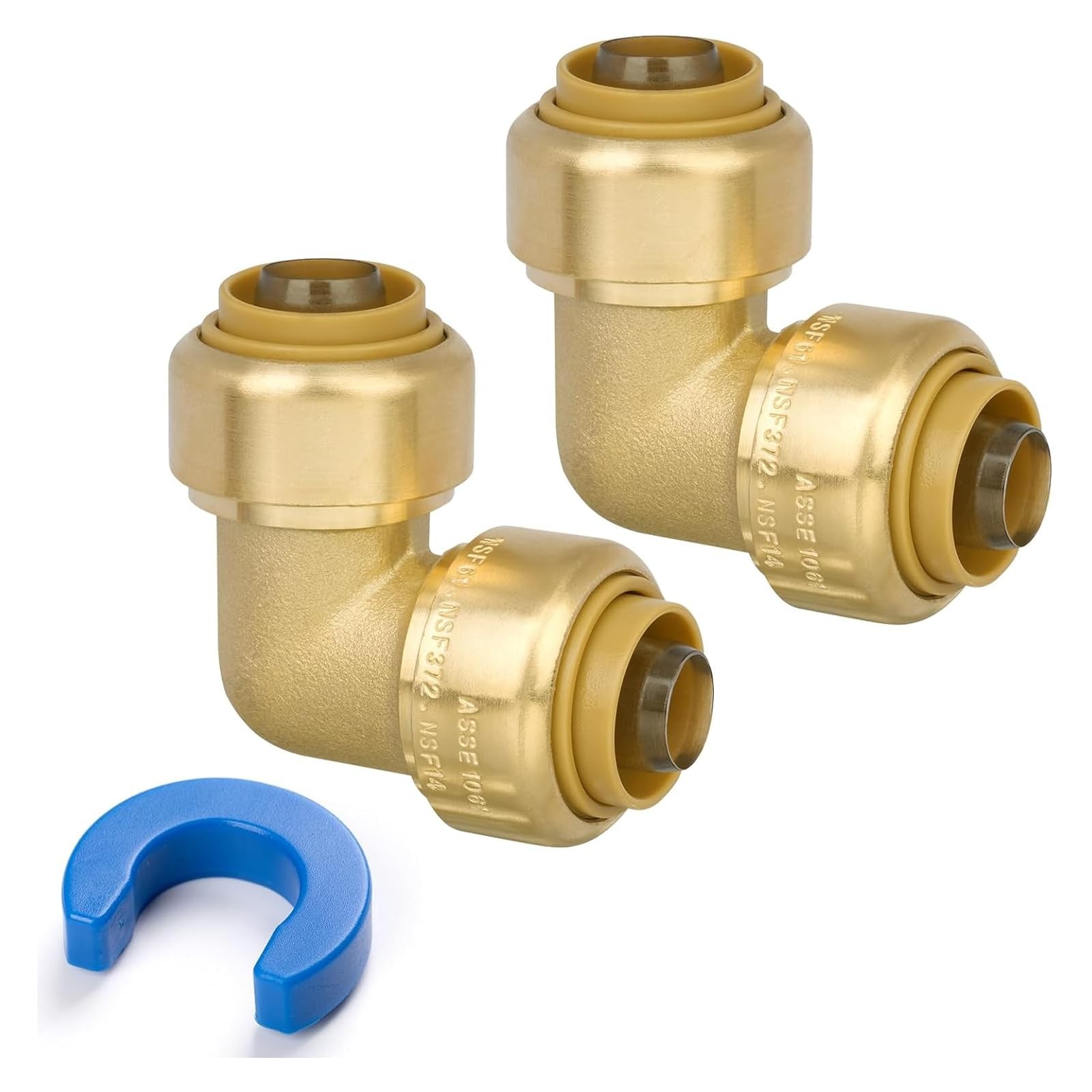 1/2" 90 Degree Elbow Pushfit, Push to Connect Brass Plumbing Fitting for Copp...