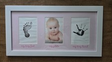 tiny ideas Baby Handprint Footprint Photo Frame White Pink Keepsake COD0101 