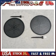2pc Hair Catcher Shower Drain Cover, Stainless Steel w/Brushes Matte Black 4.7"