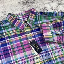 NWT Polo Ralph Lauren Shirt 4XB Multi Plaid Button Down Cotton Long Sleeve