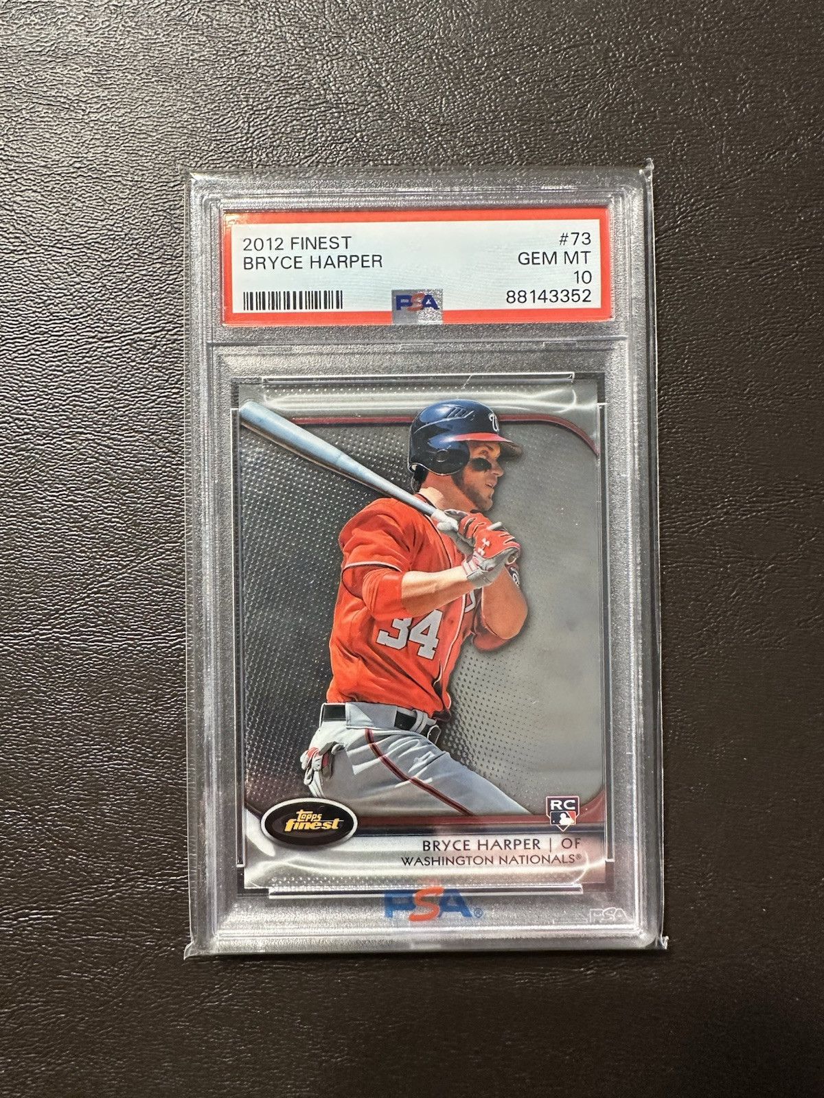 2012 Topps Finest Bryce Harper #73 Rookie Card RC PSA 10 Nationals Phillies