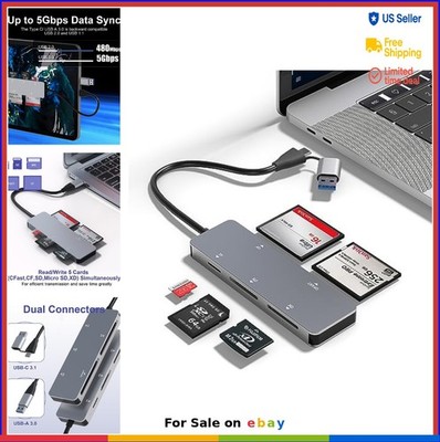 5-in-1 CFast 2.0 Card Reader USB C USB A 5Gbps SD TF XD CF Memory Card for