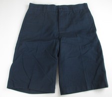 LANDS END Navy School Uniform Plain Front Chino Shorts Boys 14 NEW