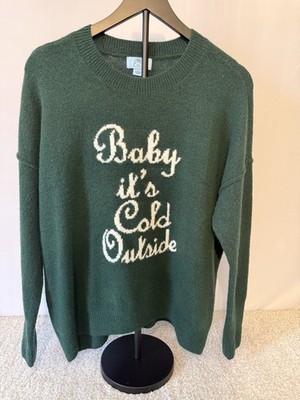 Cece Baby It s Cold Outside Soft Oversized Sweater Small But Fits Up To Lg Green