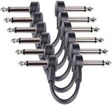 6 Inch Guitar Patch Cables 6 Pack, 1/4" TS Right Angle 6 INCH Black 6 PACK