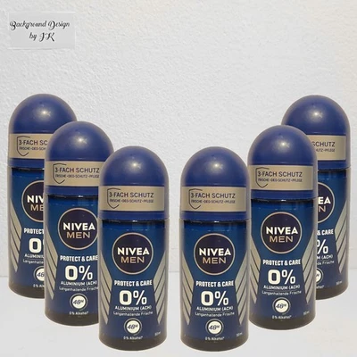 6x 50ml Nivea Men Protect & Care Deo Roller 48h Deodorant Roll on ohne Aluminium