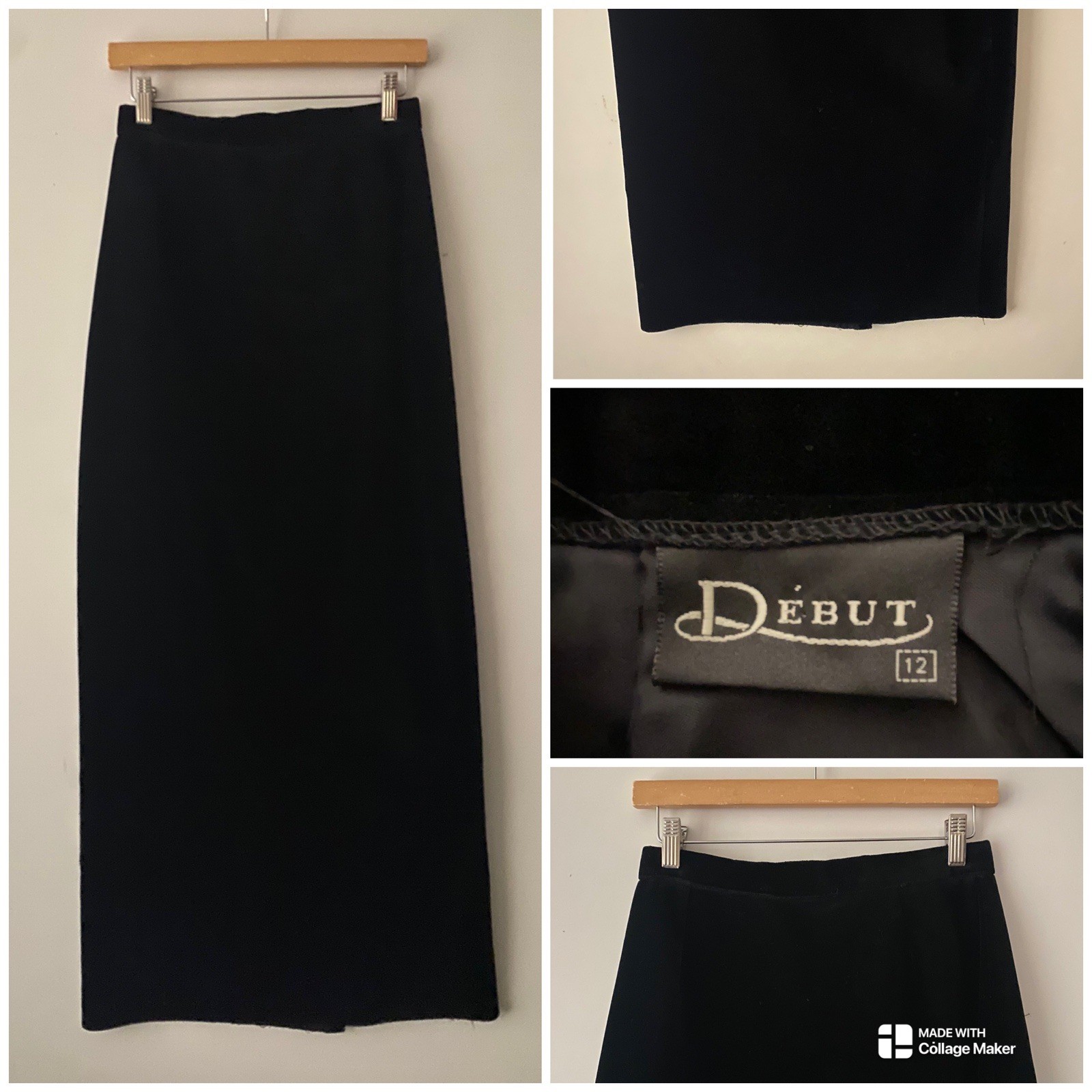 Debut Vintage Skirt Size S Black Velvet Long Maxi Cotton Women W28