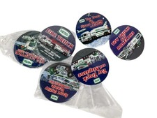 Hess Magnets & Buttons Vintage 5PCS Lot Fire Truck Racecar Space Pin Collector