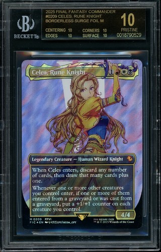 MTG Final Fantasy Commander Borderless Surge Foil Celes BGS 10 BLACK LABEL