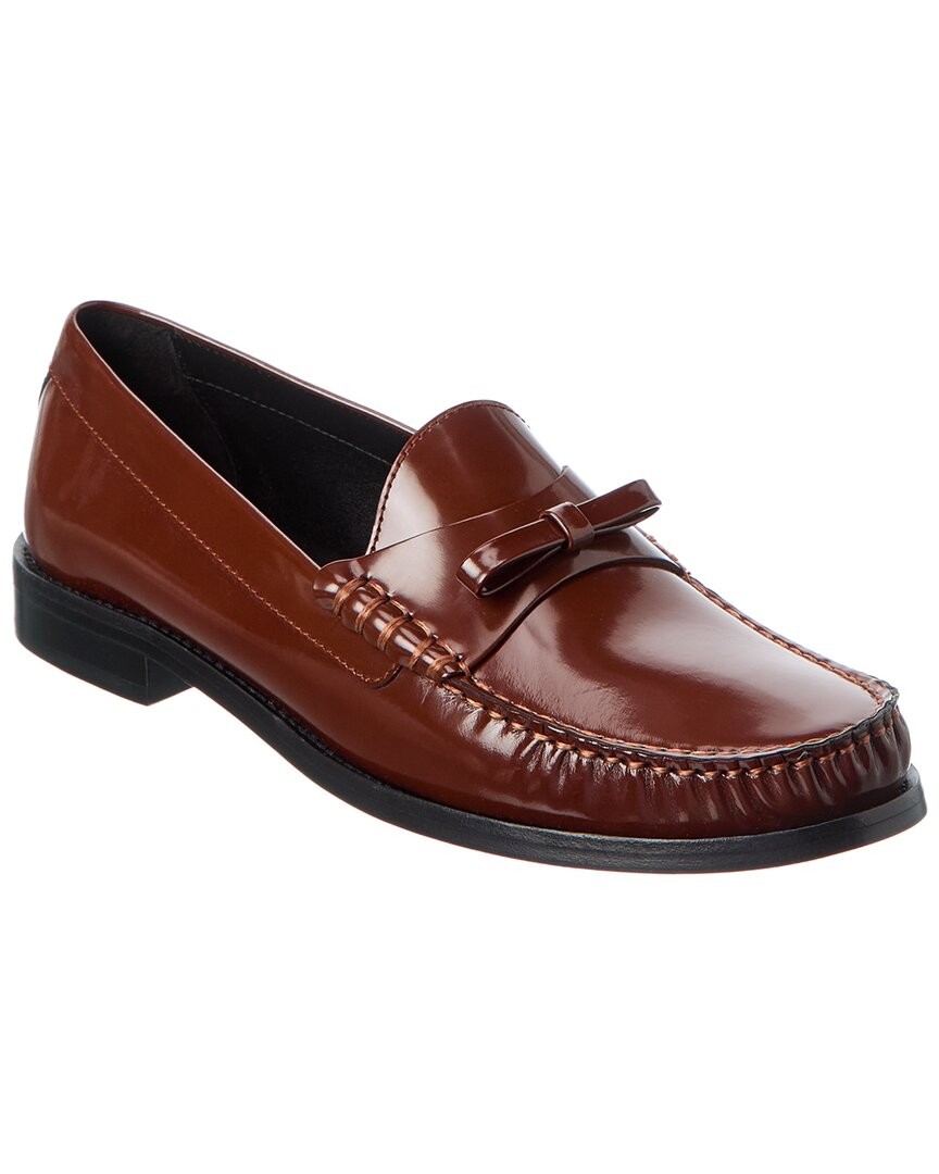Stuart Weitzman Lottie Bow Leather Loafer Womens Brown 7 39390₽