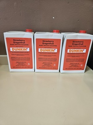 3 Pack Dunkin Strawberry Dragonfruit Refresher Concentrate 46 OZ each