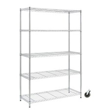 5-Tier Steel Wire Shelving Unit with Casters in Chrome (48 in. Wx72 in. Hx18 in.