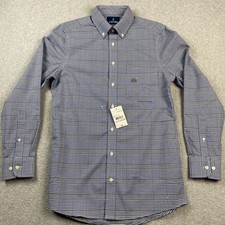 Stafford Coolmax Oxford Men's Reg Fit Shirt PLAID S 14-14.5 32-33 NEW