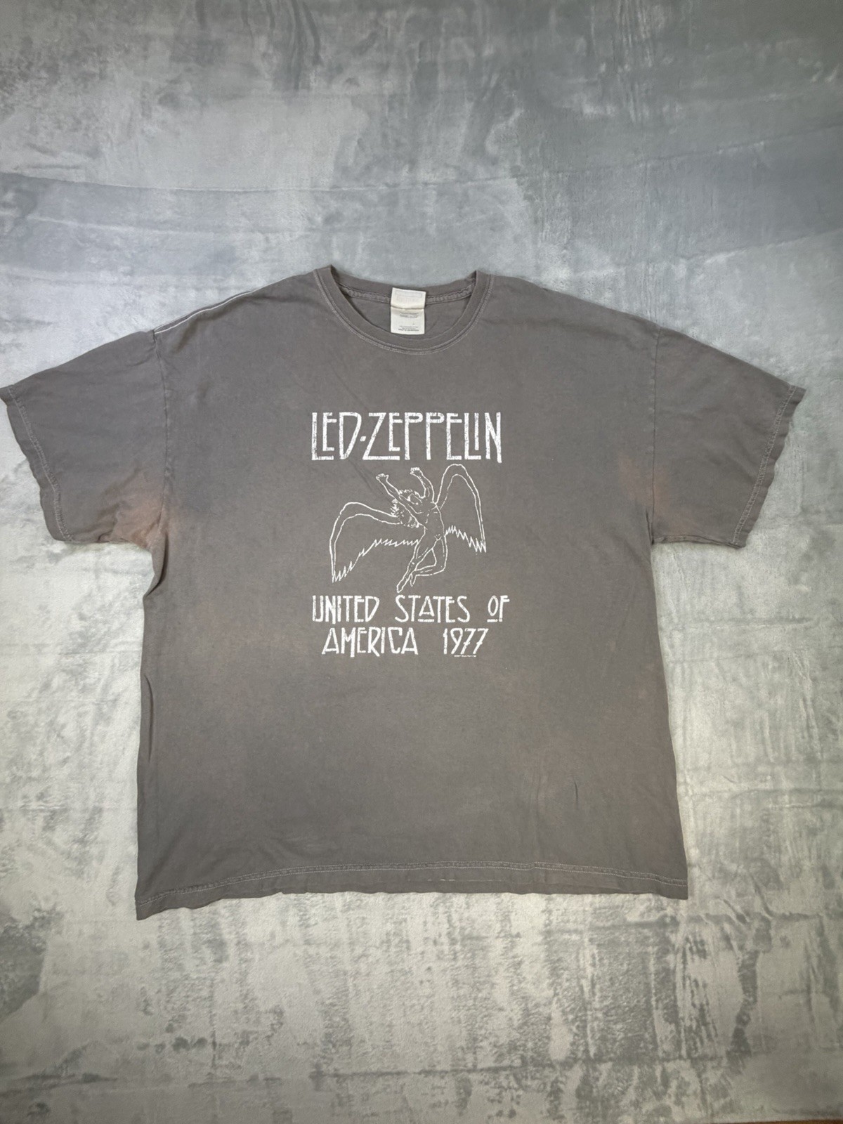 Led Zeppelin Vintage 1977 USA Tour Band Tee Men’s XL Gray Icarus Rock Shirt 2001