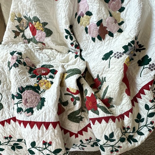 Twin Quilted Quilt The Bride Floral Applique Flowers White Multicolor 64x84