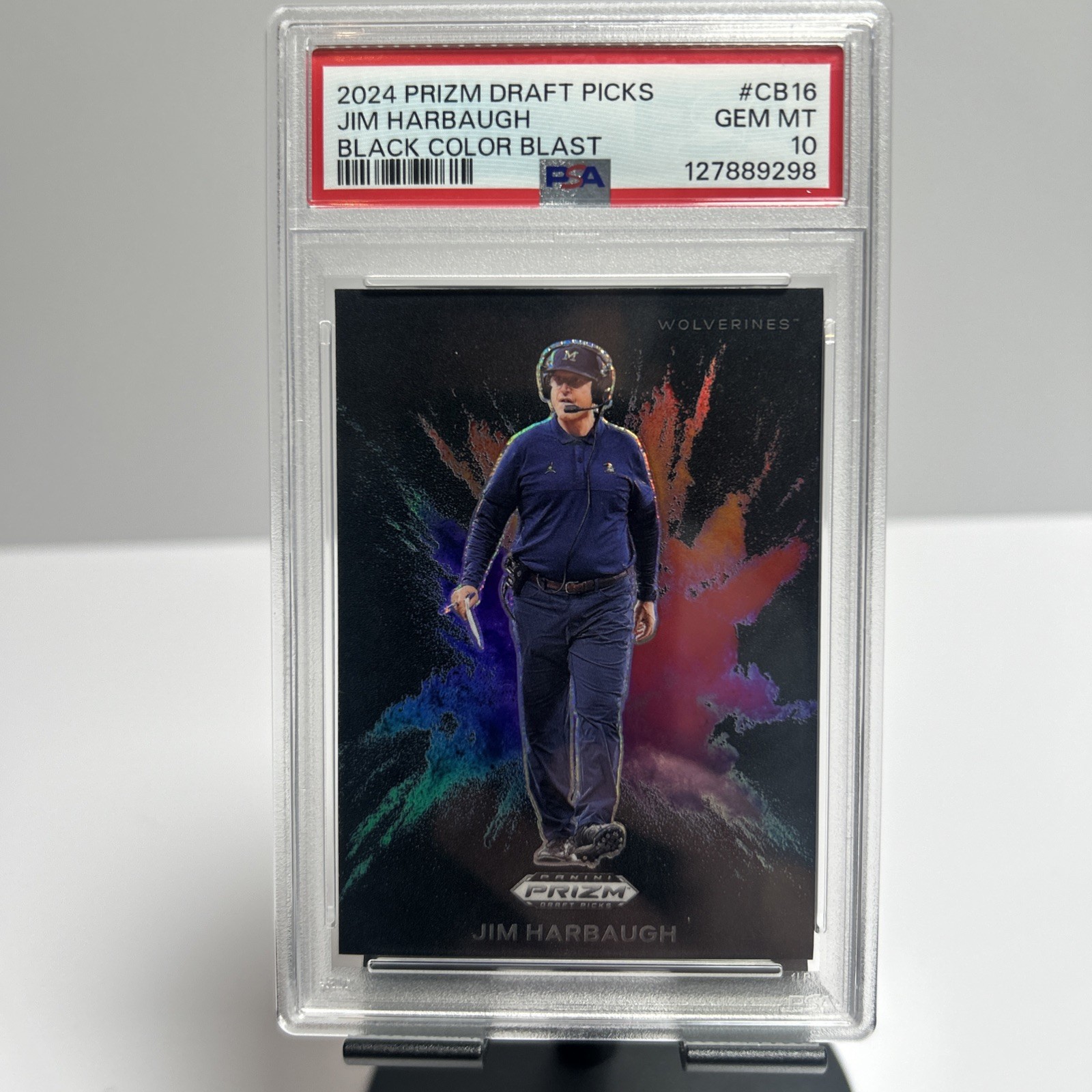 2024 Panini Prizm Draft Picks - Black Color Blast Jim Harbaugh #CB-16 - PSA 10