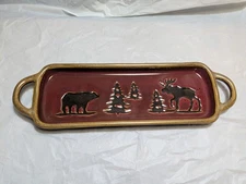 Retired Woodland Collection Serving Dish Moose Bear Kohl's Table NOS Dinnerware