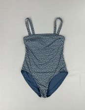 Vineyard Vines Square Neck One-Piece Swimsuit Blue White Floral Print Size S