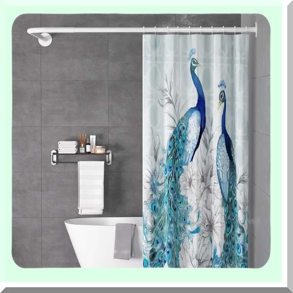 Adjustable Stainless Steel Corner Shower Curtain Rod - Image 2 of 4