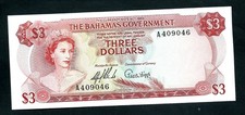 Bahamas (P19a) 3 Dollars 1965 aUNC