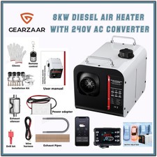 Diesel Air Heater 8KW 12V 24V 240V LCD bluetooth W/ AC Adapter For Van Boat Home