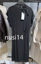 ZARA NEW WOMAN ZW COLLECTION POLKA DOT MIDI DRESS BLACK WHITE XS-XL 4437/055/084