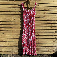 Per Una Polka Dot Dress Womens UK 12 Red Long Length Sleeveless Slip Dress