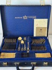 Set posate vintage Bestecke Solingen 70 pezzi placcato oro 24