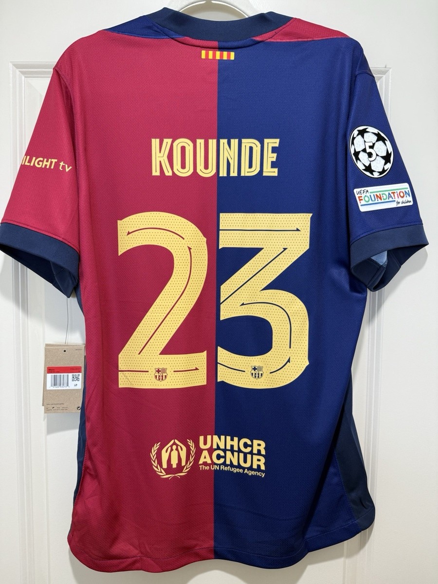 Jules Kounde #23 Mens LARGE Nike FC Barcelona Home STADIUM