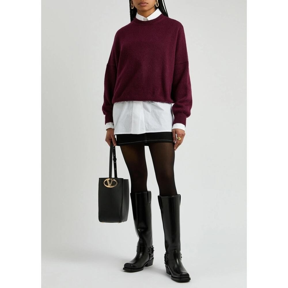 Valentino Rockstud Knee-high Leather Boots Black thumbnail 12