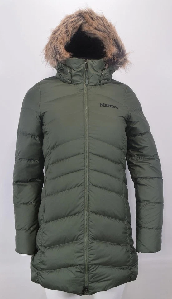 New MARMOT Montreal Duck Down Mid Length Puffer Coat Parka Jacket Size XS Green - Image 2 of 4