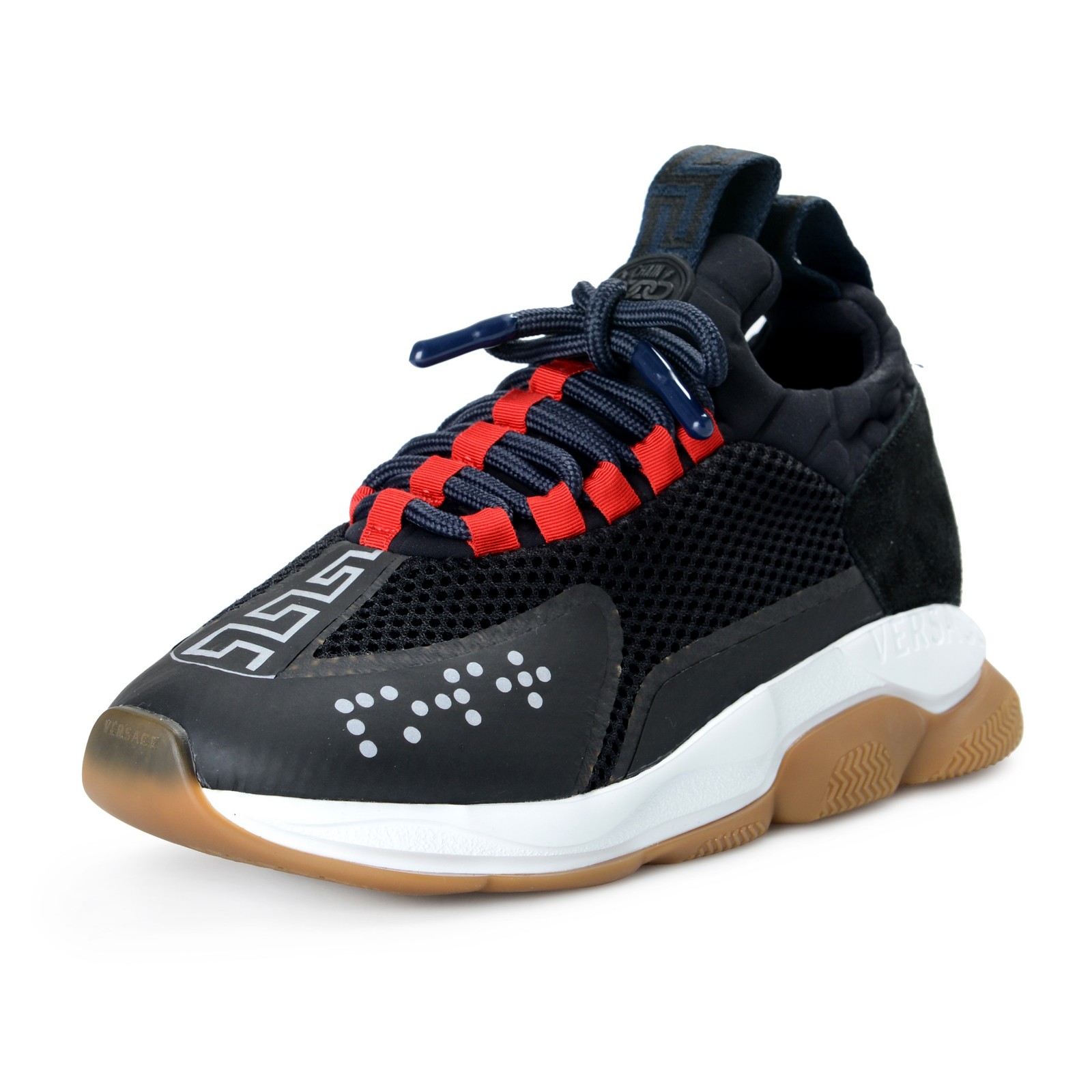 Женские черные модные кроссовки Versace из кожи Chain Reaction 7 85 9 105 151790₽