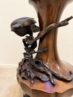 Large Antique Bronze Japanese Bird of Prey Lamp 2 Bulbs Meiji period GORGEOUS! — photo 5