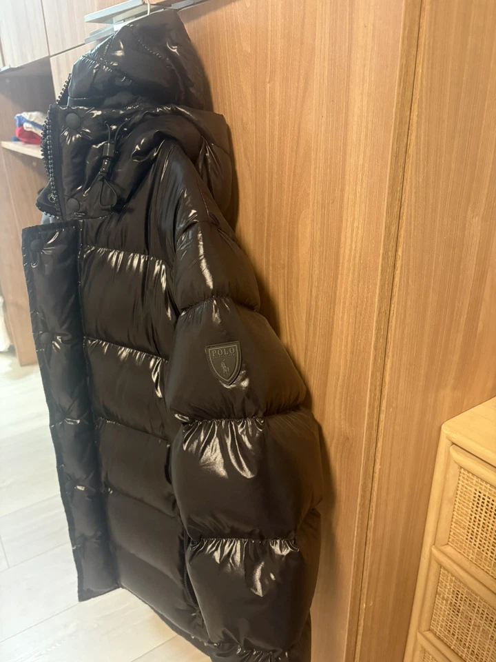 Abrigo Ralph Lauren Para Hombre Pequeño Plumón Abombado Doble Capucha Cremallera Babero Negro Brillante Foto 4 de 4