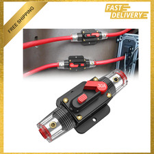 30A Inline Circuit Breaker 12-24V DC Manual Reset Fuse Holder Waterproof Car