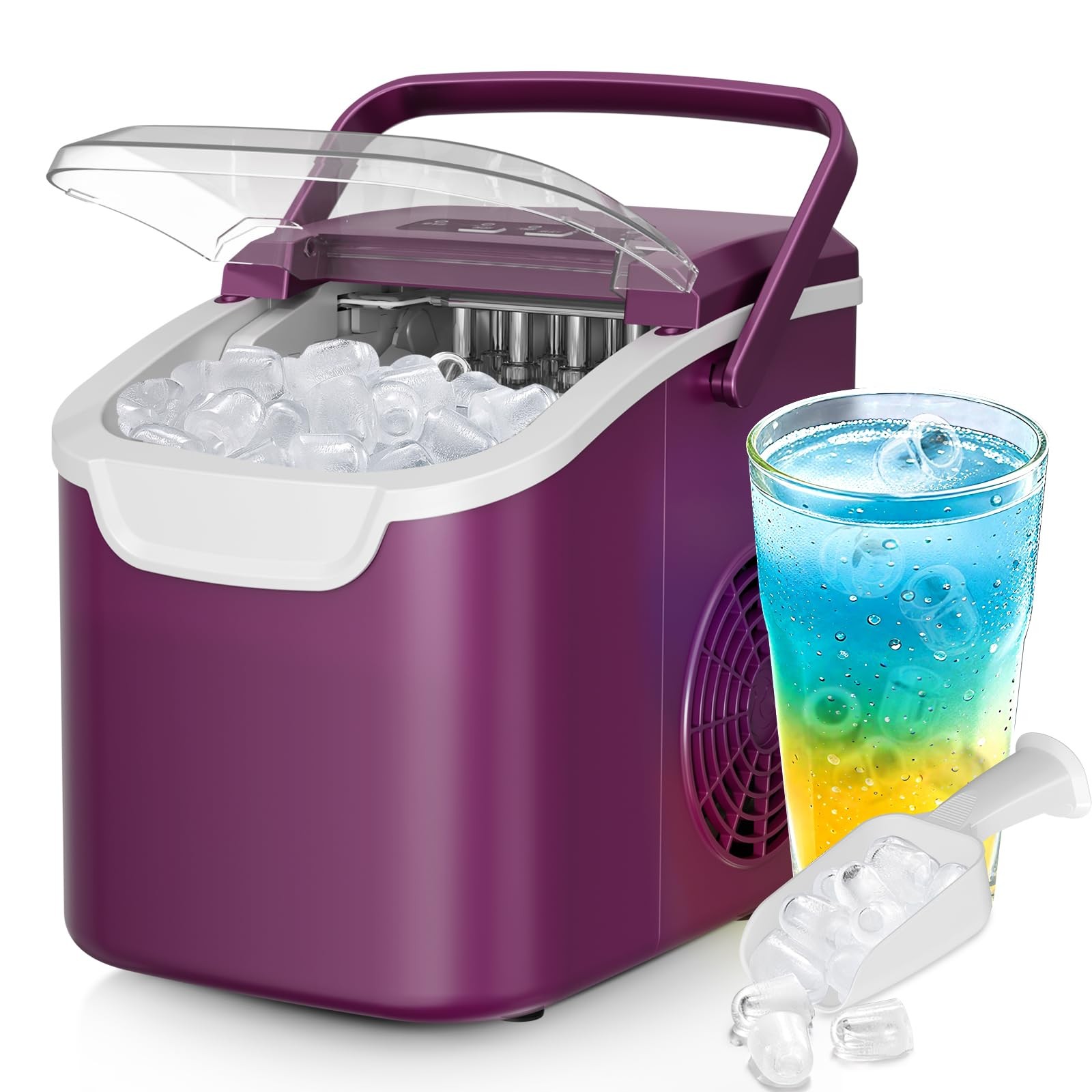 Fast 6-Minute Smart Ice Maker – 26lbs Daily, 8-Bullet Cubes, Compact & Automatic