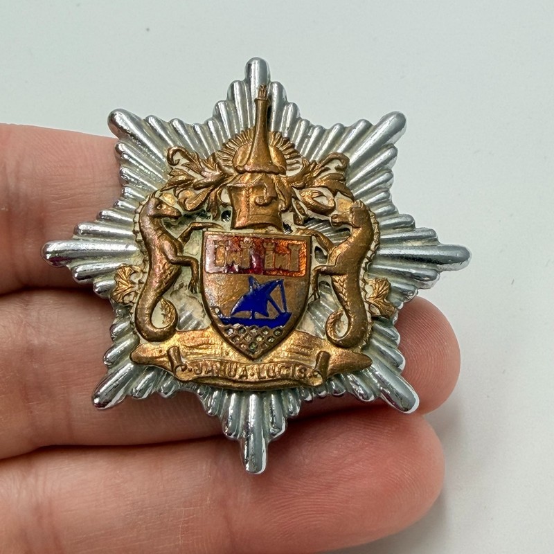 Obsolete Mombasa Kenya Fire Brigade Cap Badge Pin Firefighter Insignia Vintage