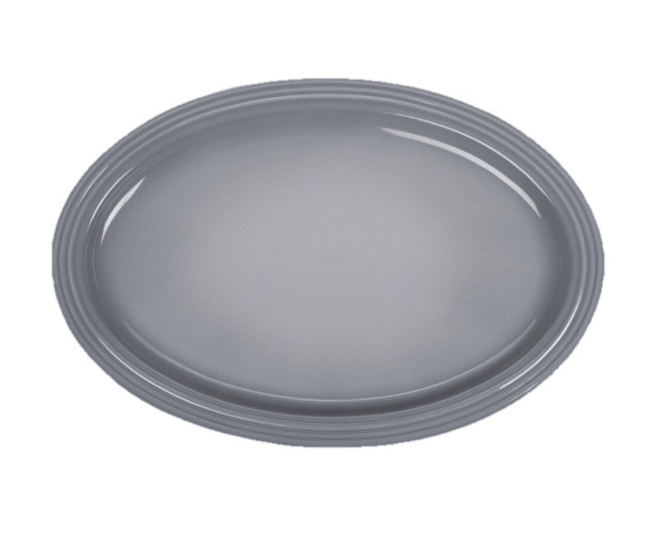 Le Creuset 46cm Stoneware Oval Serving Platter – Mist Grey ( NEW)